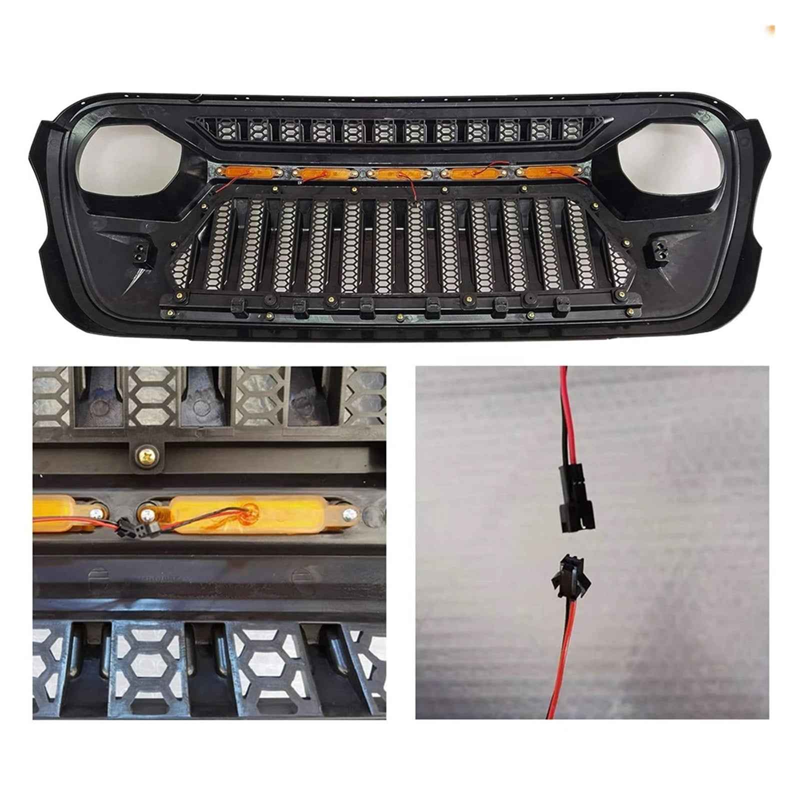 Compatible With Jeep Compatible With Wrangler JL Compatible With Gladiator JT 2018-2023 Accessories Offroad Bumper Grille With Light Front Grille Mesh Grill Racing Grills