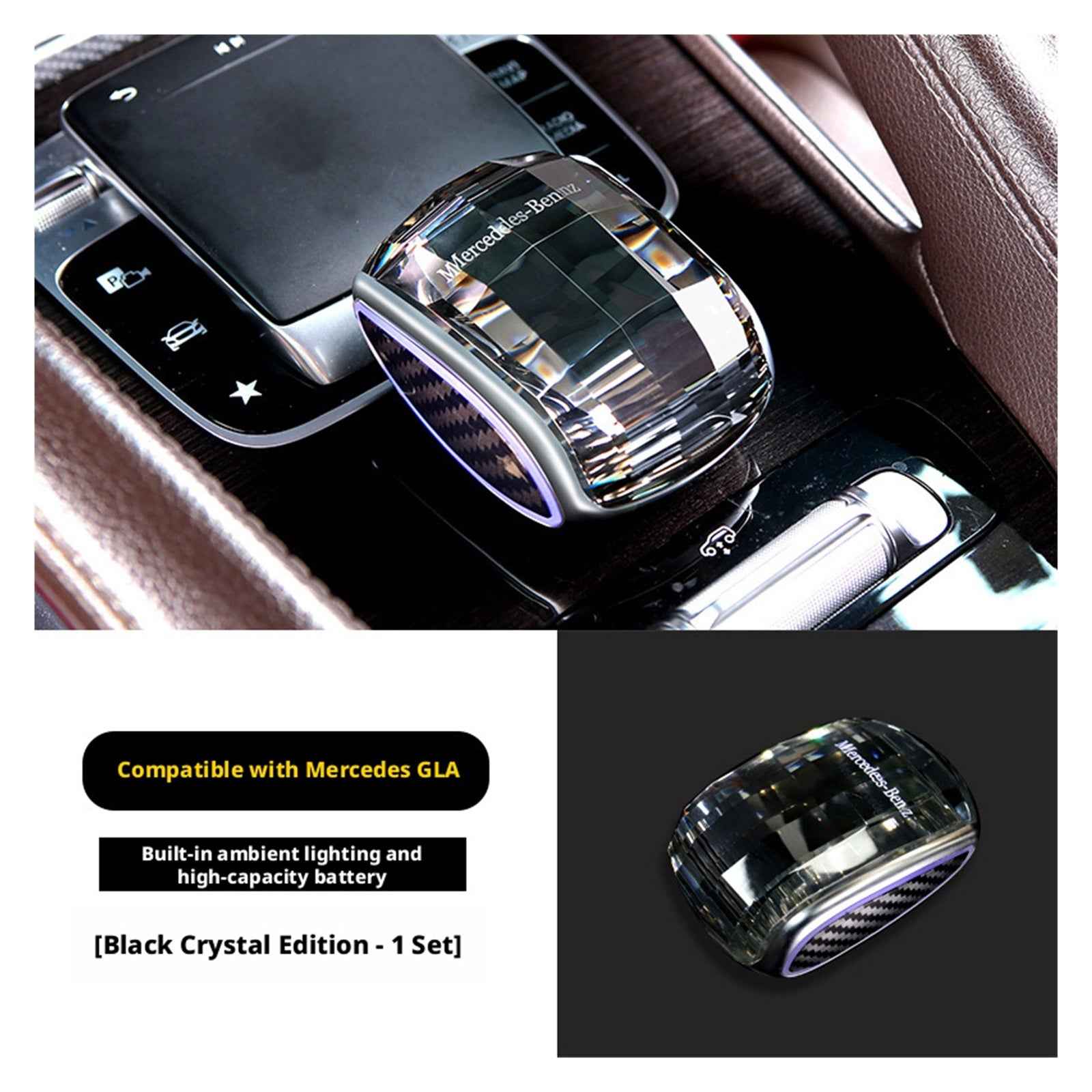 Luxury Crystal Gear Shift Knob for Mercedes-Benz GLE GLS GLC C E-Class | AMG Style LED Illuminated | K9 Glass Shifter Retrofit | Direct Replacement
