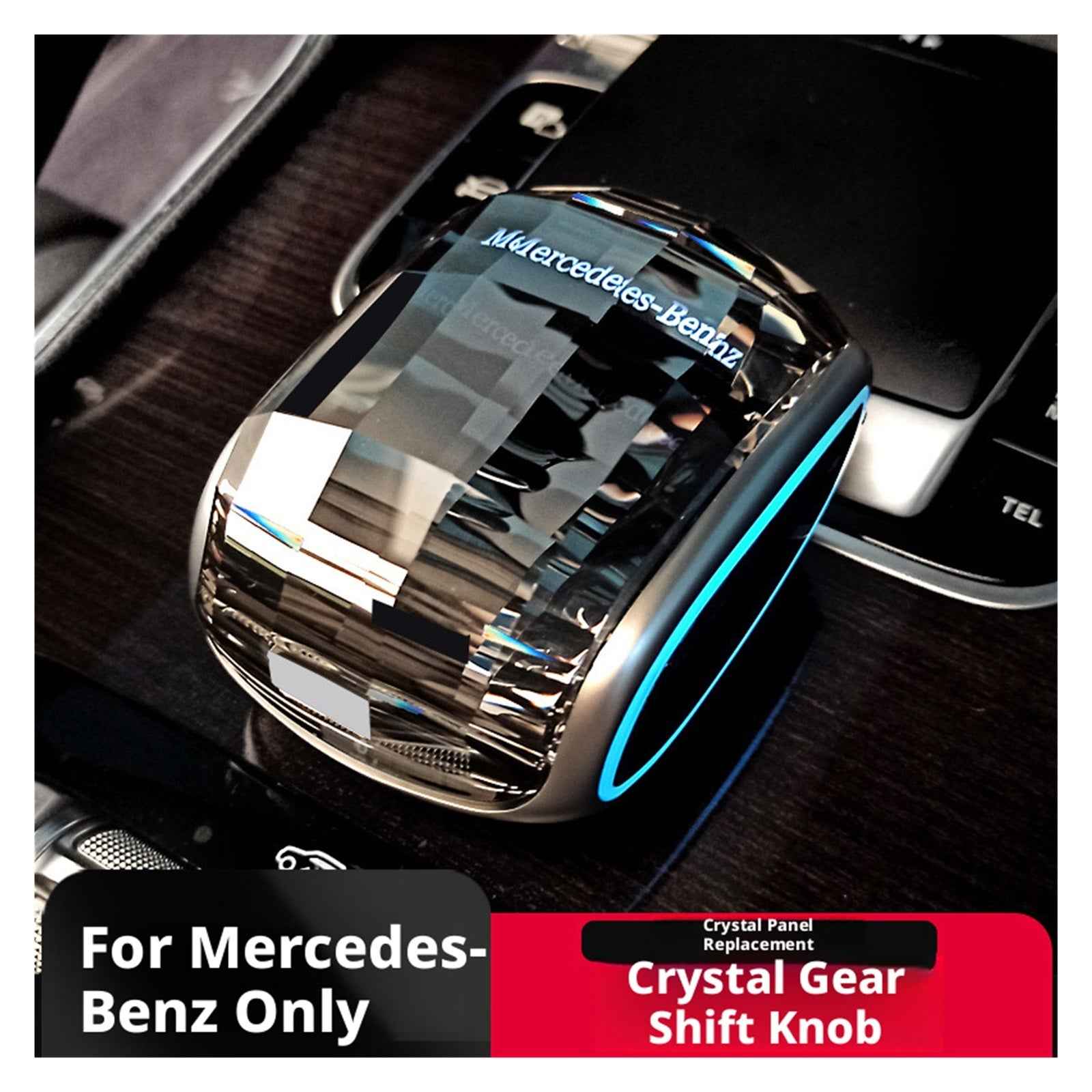 Luxury Crystal Gear Shift Knob for Mercedes-Benz GLE GLS GLC C E-Class | AMG Style LED Illuminated | K9 Glass Shifter Retrofit | Direct Replacement