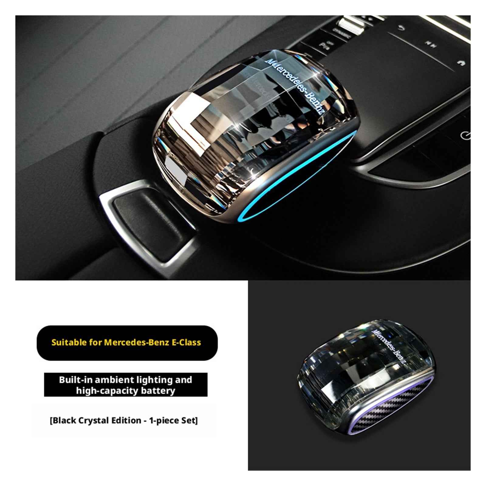 Luxury Crystal Gear Shift Knob for Mercedes-Benz GLE GLS GLC C E-Class | AMG Style LED Illuminated | K9 Glass Shifter Retrofit | Direct Replacement