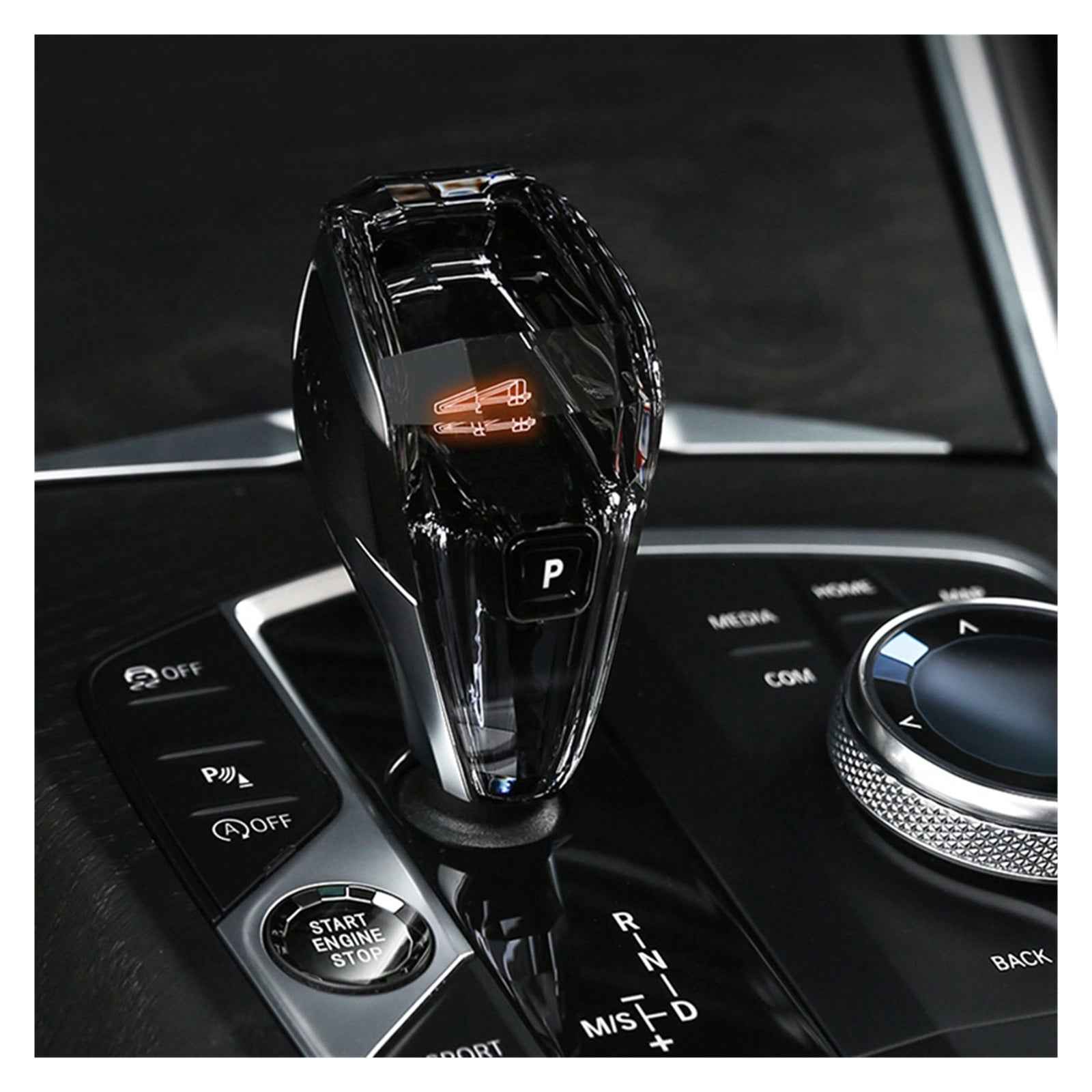 Crystal Gear Shift Knob Lever Headle Compatible With BMW 1 2 3 4 8 Series G20 G22 G29 G05 G06 G07 G08 IX3 X3 X5 X6 X7 Z4 Sync Ambient Light
