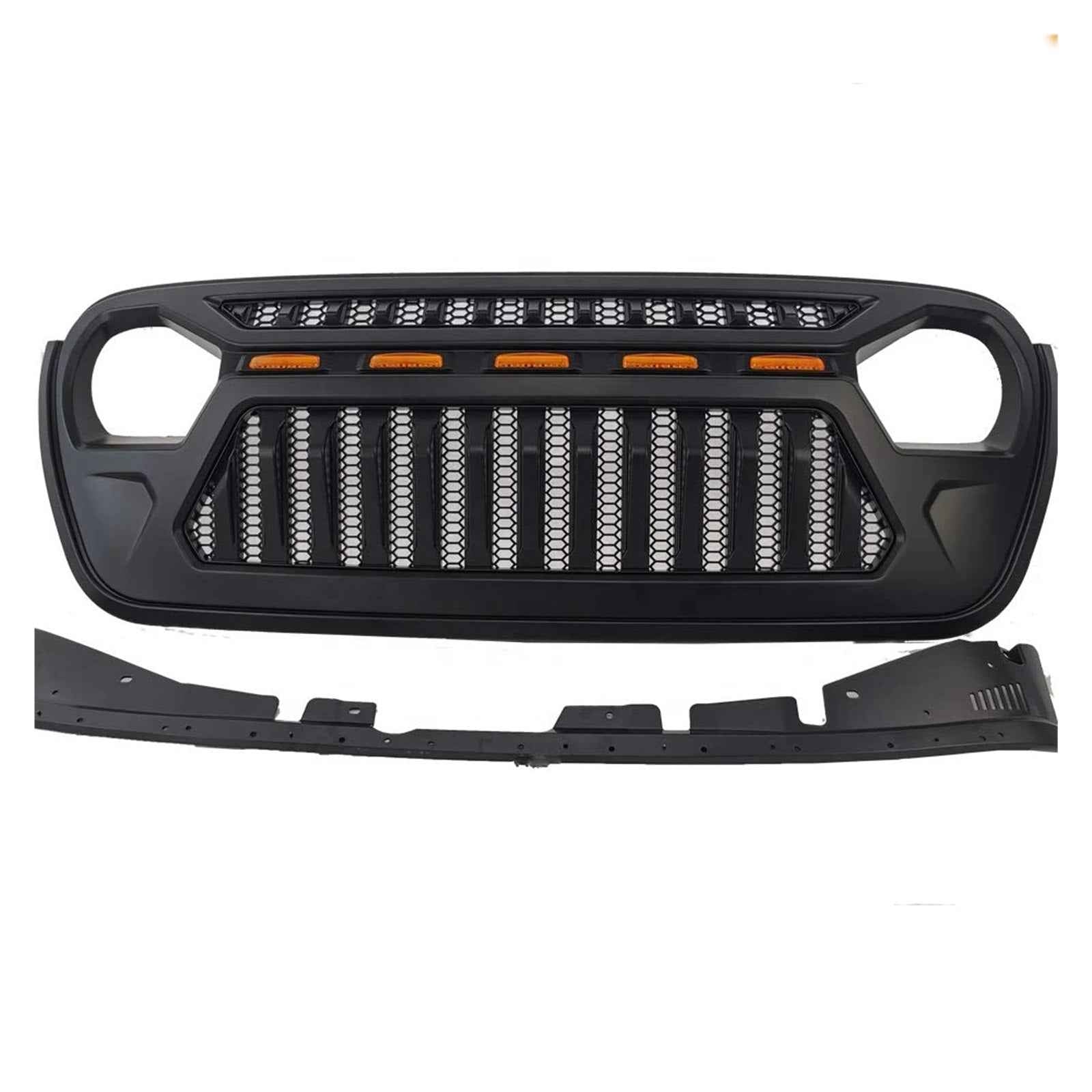 Compatible With Jeep Compatible With Wrangler JL Compatible With Gladiator JT 2018-2023 Accessories Offroad Bumper Grille With Light Front Grille Mesh Grill Racing Grills